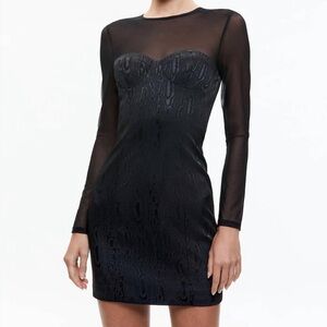 🆕Alice + Olivia Takako Mesh Sleeve Corset Minidress Size 6